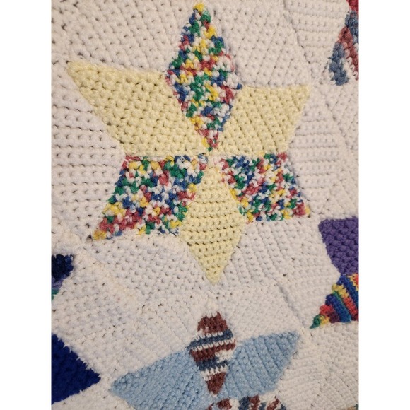 Handmade Crochet Afghan Blanket KING Granny Cottage Heirloom Farmhouse Decor - Picture 16 of 16